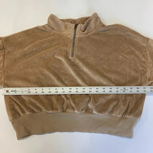 Abound‎ Women's Cropped Crushed Velour 1/4 Zip Long Sleeve Pullover Size L NWT - Picture 7 of 9